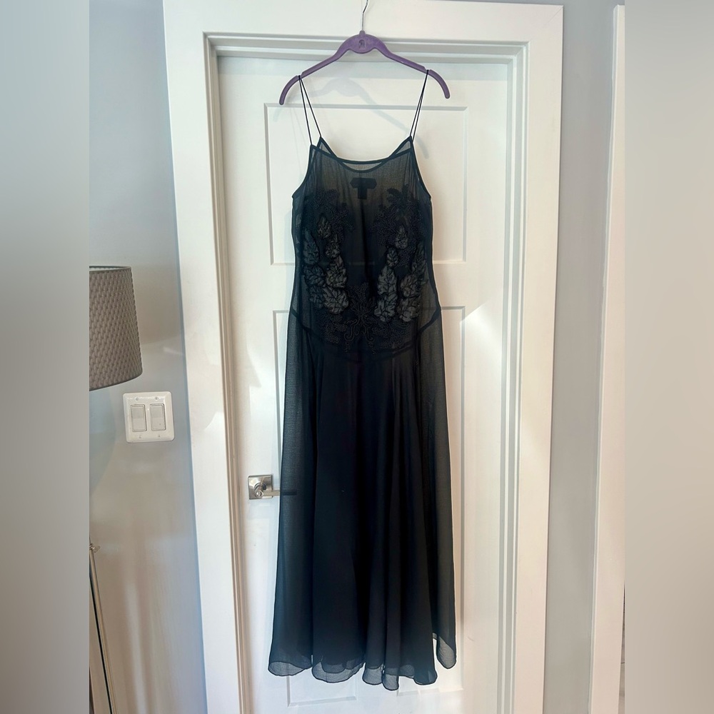 Floor length black sheer Zara dress with lace details